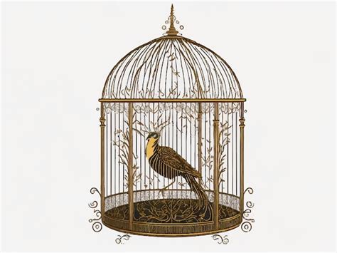 Premium Vector Decorative Golden Bird Cage Vector Illustration