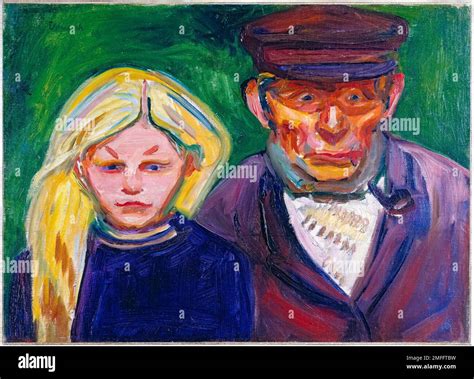 Edvard Munch Old Fisherman And His Daughter Painting In Oil On Canvas