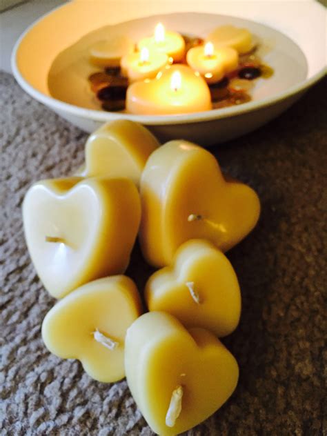 Floating Heart Candles 100 Pure Beeswax Candles Centerpiece Natural Or