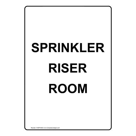 Portrait Sprinkler Riser Room Sign Nhep 8453 Fire Safety