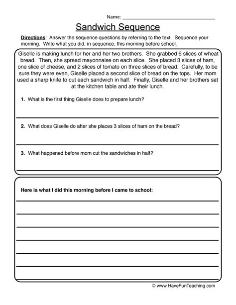 Sequencing Worksheets Kindergarten