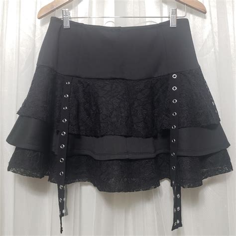 Hot Topic Skirts Nwt Hot Topic Sz L Black Lace Layered Buckle Mini Skirt Poshmark