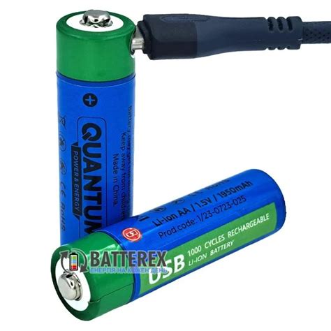 Литиевый USB АА аккумулятор 1.5В AA Li-ion Quantum 1950mah 1.5V с ...