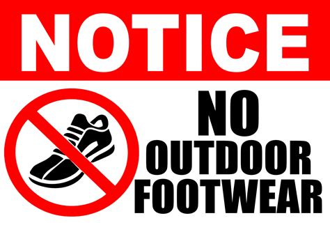 SIGN NOTICE NO OUTDOOR FOOTWEAR SIGNAGE PVC TYPE WATERPROOF AND NON