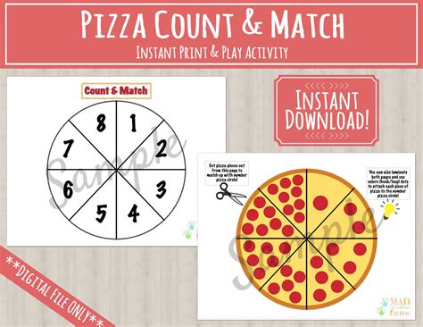 Pizza Count And Match Activity Printable Instant Download Etsy