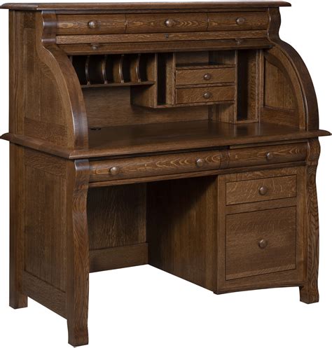 Castlebury Single Pedestal Rolltop Desk Amish Rolltop Desk