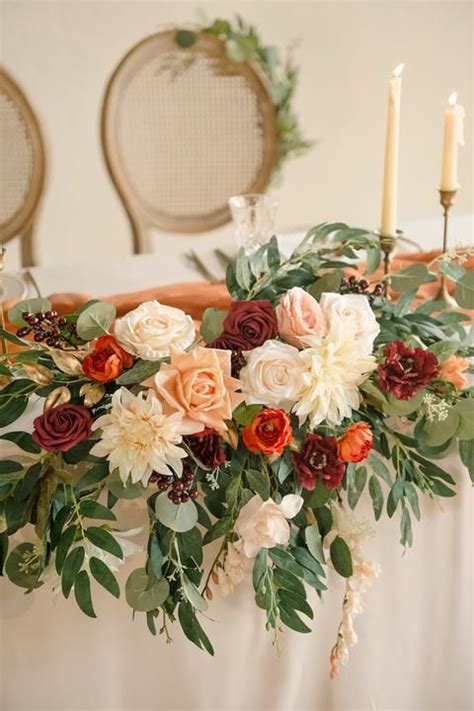 9ft Head Table Flower Garland In Sunset Terracotta Artofit