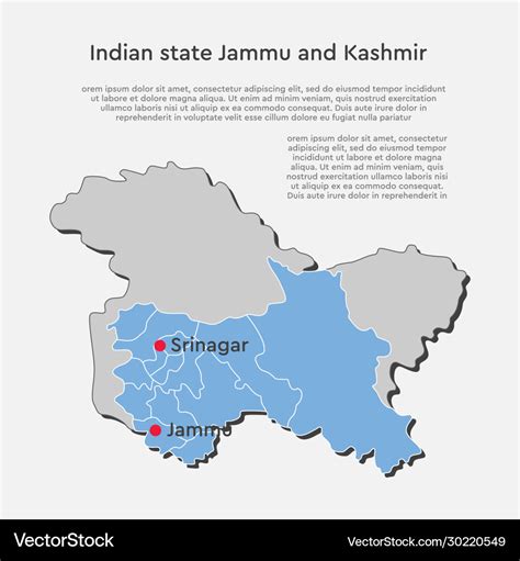 State Map Jammu And Kashmir Template India Vector Image