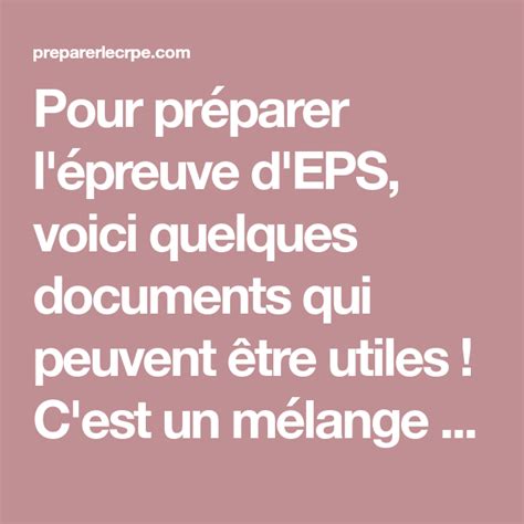 Pour Préparer Lépreuve Deps Voici Quelques Documents Qui Peuvent