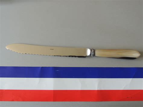 Couteaux Pain Nogent Corne Blonde Virole Argent Coutellerie Henry