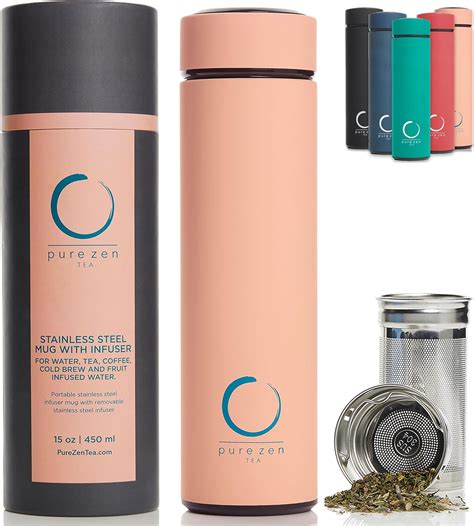 Pure Zen Tea Thermos With Infuser Stainless Steel Insulated Tea