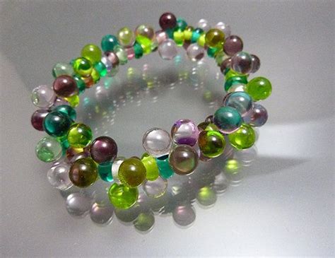 Colorful Lampwork Bead Elastic Bracelet By Melanie Moertel