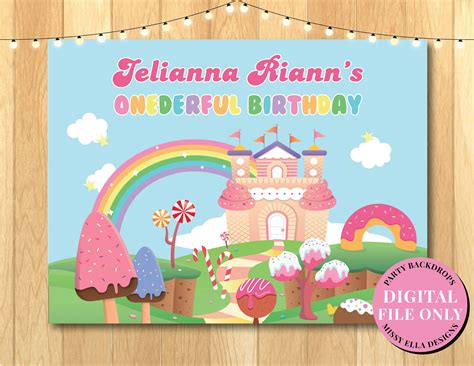 Digital File • Candyland Party Backdrop • Personalized Party Backdrop