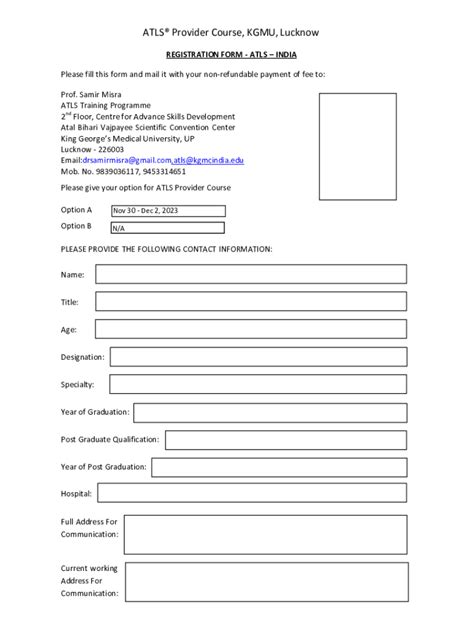 Fillable Online Revised Updated ATLS ProviderForm Fax Email Print