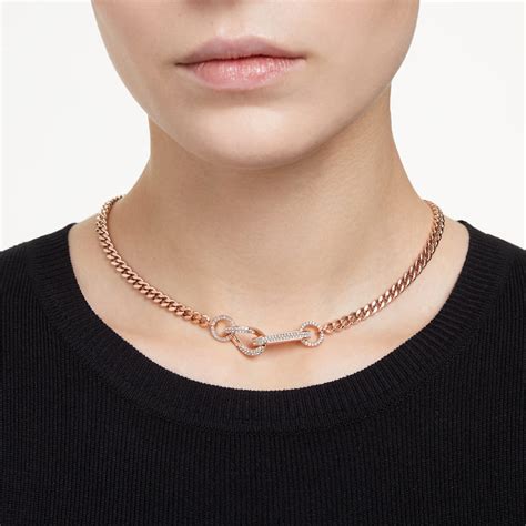 Dextera Necklace Pav Mixed Links White Rose Gold Tone Plated