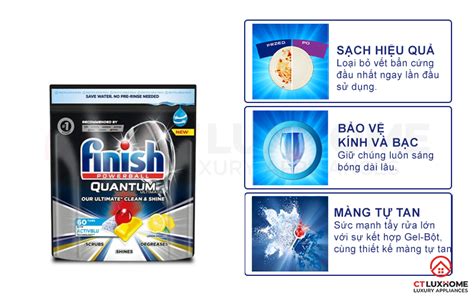 VIÊN RỬA BÁT FINISH QUANTUM ULTIMATE 60 VIÊN HƯƠNG CHANH