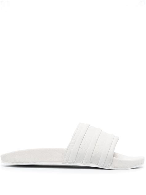 Adidas slip-on stripe-detail Slides | Grey | FARFETCH