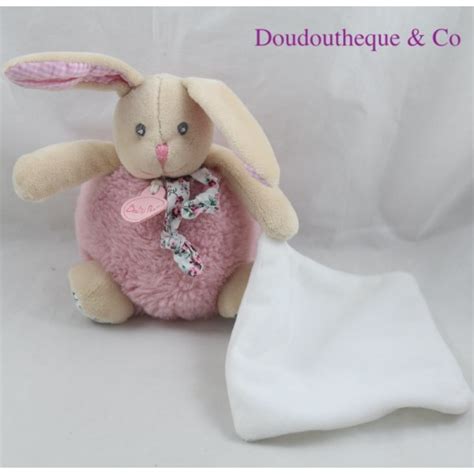 Doudou Mouchoir Lapin BABY NAT Poupi Rose Beige Fleuris BN0390 14