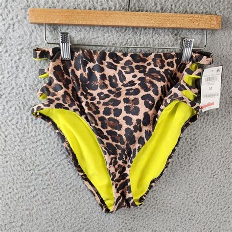 Bar III Swim Bar Iii Beach Cheetah Cutouts High Rise Bikini Bottoms