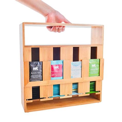 Refine Bamboo Tea Bag Organizer 4 Compartments 200 Sachets High