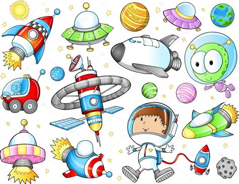 Outer Space Spaceships And Astronaut Vector Set Stock Vector Image By