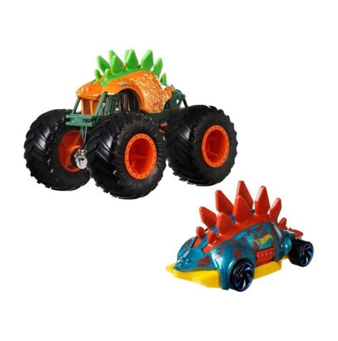 Hot Wheels Set Hot Wheels Monster Truck Si Masinuta Metalica Motosaurus Scara Elefant Ro