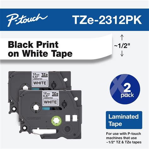 Brother P Touch TZE2312PK Label Tape 0 47 X 26 2 Black White