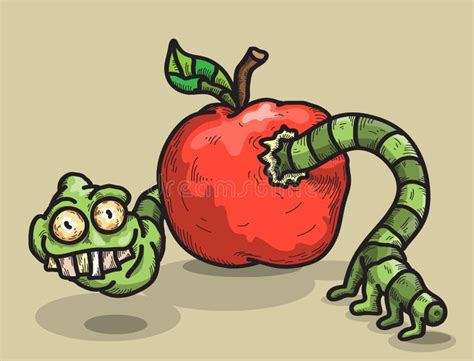 Worm Eating Apple Stock Illustrations 395 Worm Eating Apple Stock