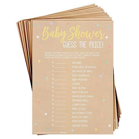 Kraft Star Guess The Price Baby Shower Game Baby Shower Games Baby