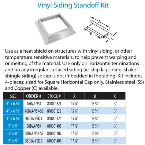 Dura Vent 46dva Vsk 4 X 6 In Directvent Pro Vinyl Siding Standoff Kit