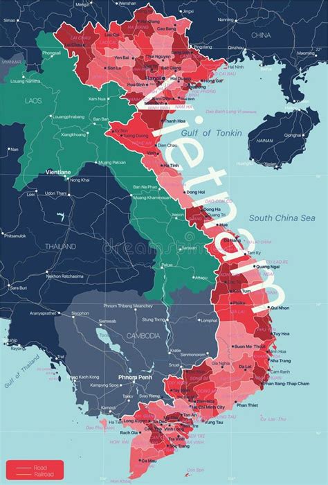 Mapa De Vietname Ilustração Detalhada Do Vetor Ilustração Stock