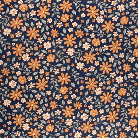 Tissu Velours Milleraies Poppy Flowers Bleu Nuit MPM