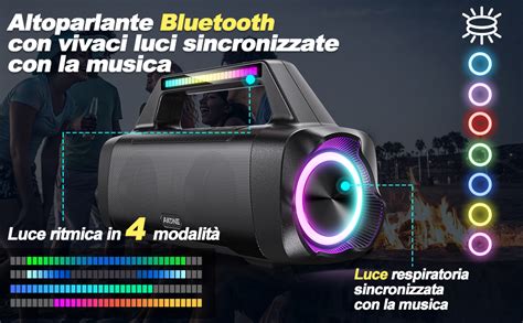 Akone Cassa Bluetooth Altoparlante Bluetooth Portatile W Peak Loud