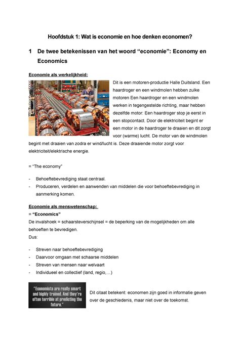 Hoofdstuk Leidraad Economie Samenvatting Hoofdstuk Wat Is