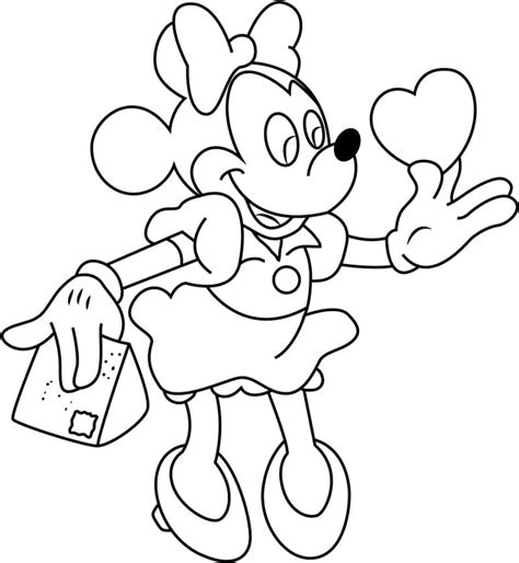 Dibujos De Minnie Mouse Con Coraz N Para Colorear Para Colorear Pintar