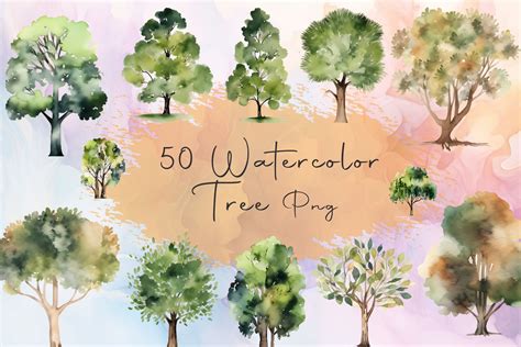 Watercolor Tree Sublimation Clipart Graphic By Shahjahangdb · Creative Fabrica