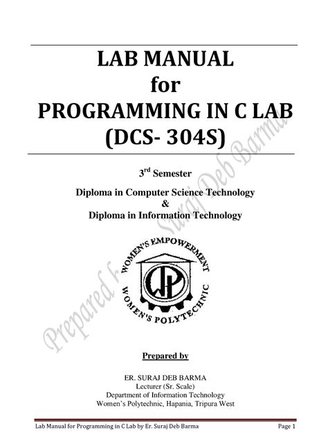 C Programming Lab This Is Of Aktu Lab Manual For Programming In C Lab Dcs 304s 3 Rd