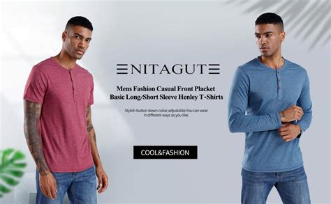 Nitagut Mens Slim Fit Casual Front Placket Basic Long Sleeve Henley T