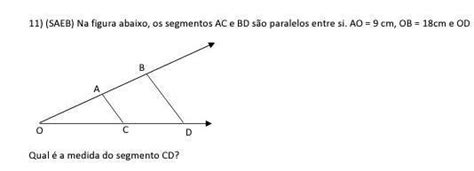 Na figura abaixo os segmentos AC e BD são paralelos entre si AO 9