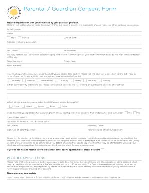 Fillable Online Hopwood Ac Parental Guardian Consent Form Hopwoodacuk