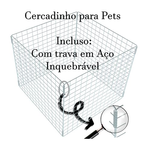 Cercado Pet Móvel Cachorro Gato 4 Telas Aramada 60x60 cm Encaixes