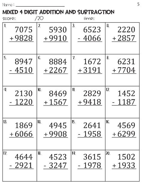 Free Single Digit Addition And Subtraction Worksheet Without Regrouping Download Free Single