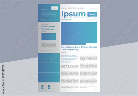 Business Newsletter Layout With Blue Gradient Accents Buy This Stock Template And Explore