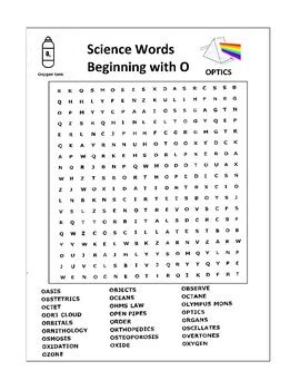 Science Word Search Beginning With O By Scorton Creek Publishing