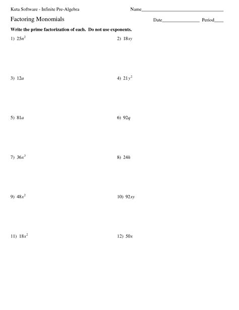 Worksheet For Prime Factorization