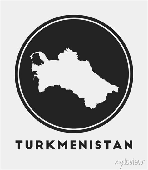 Turkmenistan Icon Round Logo With Country Map And Title Stylish Wall