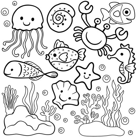 Cartoon Sea Animals Coloring Pages