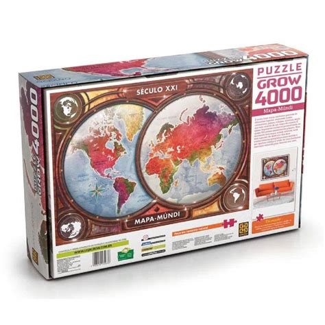 Quebra Cabeça Mapa Mundi - Quebra-cabeça Puzzle Mapa Mundi 4000 Peças 3463 Grow - Quebra-Cabeça ...