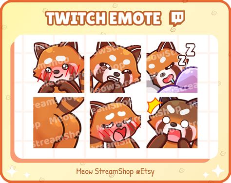 Twitch Emote Lindo Panda Rojo Emotes Pack T Mido Risas Etsy Espa A