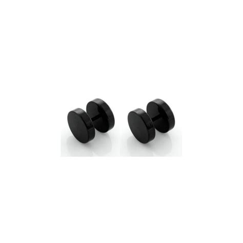 PAIRE BOUCLES D OREILLES HOMME ADO ACIER PUCE VIS NOIR A CLOU 8mm